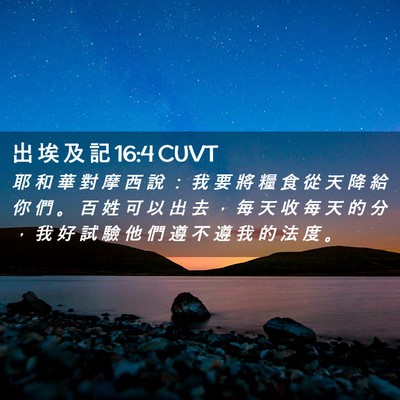 Picture 02 - 出 埃 及 記 16:4 CUVT - 耶 和 華 對 摩 西 說 ： 我 要 將 糧 - Bible Verse Picture
