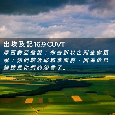 Picture 02 - 出 埃 及 記 16:9 CUVT - 摩 西 對 亞 倫 說 ： 你 告 訴 以 色 - Bible Verse Picture