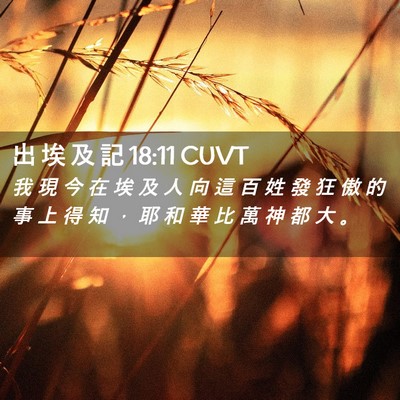 Picture 02 - 出 埃 及 記 18:11 CUVT - 我 現 今 在 埃 及 人 向 這 百 姓 發 - Bible Verse Picture
