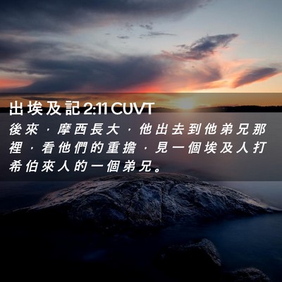 Picture 02 - 出 埃 及 記 2:11 CUVT - 後 來 ， 摩 西 長 大 ， 他 出 去 到 - Bible Verse Picture