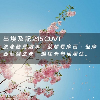 Picture 02 - 出 埃 及 記 2:15 CUVT - 法 老 聽 見 這 事 ， 就 想 殺 摩 西 - Bible Verse Picture