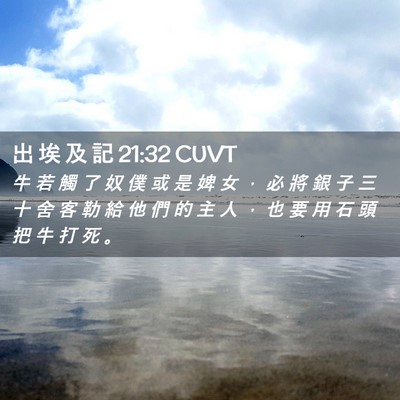 Picture 02 - 出 埃 及 記 21:32 CUVT - 牛 若 觸 了 奴 僕 或 是 婢 女 ， 必 - Bible Verse Picture