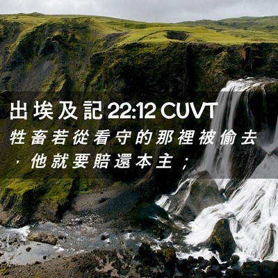 Picture 02 - 出 埃 及 記 22:12 CUVT - 牲 畜 若 從 看 守 的 那 裡 被 偷 去 - Bible Verse Picture