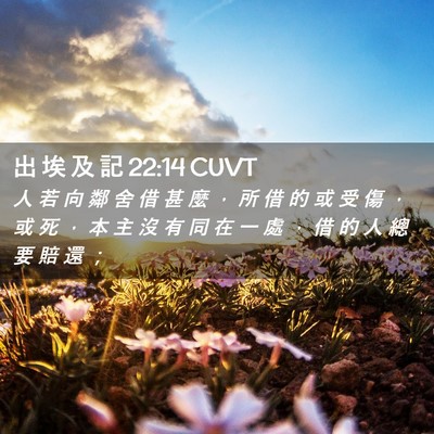 Picture 02 - 出 埃 及 記 22:14 CUVT - 人 若 向 鄰 舍 借 甚 麼 ， 所 借 的 - Bible Verse Picture
