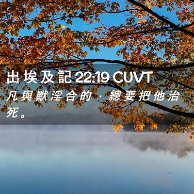 Picture 02 - 出 埃 及 記 22:19 CUVT - 凡 與 獸 淫 合 的 ， 總 要 把 他 治 - Bible Verse Picture
