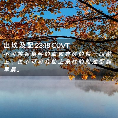 Picture 02 - 出 埃 及 記 23:18 CUVT - 不 可 將 我 祭 牲 的 血 和 有 酵 的 - Bible Verse Picture