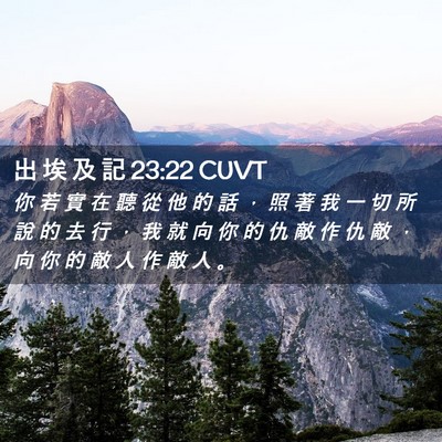 Picture 02 - 出 埃 及 記 23:22 CUVT - 你 若 實 在 聽 從 他 的 話 ， 照 著 - Bible Verse Picture