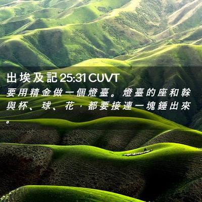 Picture 02 - 出 埃 及 記 25:31 CUVT - 要 用 精 金 做 一 個 燈 臺 。 燈 臺 - Bible Verse Picture