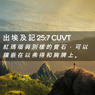 Picture 02 - 出 埃 及 記 25:7 CUVT - 紅 瑪 瑙 與 別 樣 的 寶 石 ， 可 以 - Bible Verse Picture