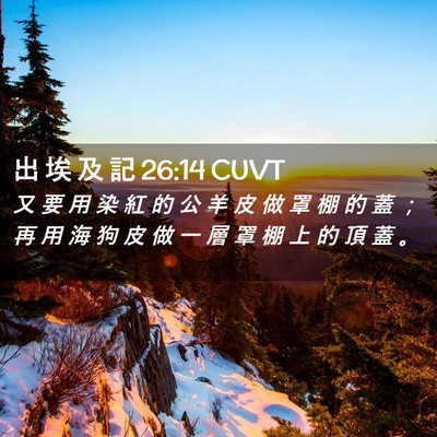 Picture 02 - 出 埃 及 記 26:14 CUVT - 又 要 用 染 紅 的 公 羊 皮 做 罩 棚 - Bible Verse Picture