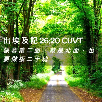 Picture 02 - 出 埃 及 記 26:20 CUVT - 帳 幕 第 二 面 ， 就 是 北 面 ， 也 - Bible Verse Picture