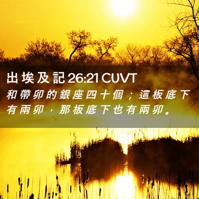 Picture 02 - 出 埃 及 記 26:21 CUVT - 和 帶 卯 的 銀 座 四 十 個 ； 這 板 - Bible Verse Picture