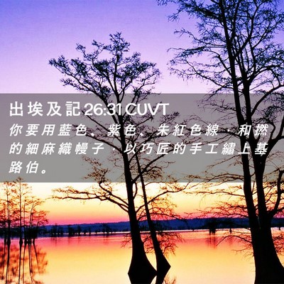 Picture 02 - 出 埃 及 記 26:31 CUVT - 你 要 用 藍 色 、 紫 色 、 朱 紅 色 - Bible Verse Picture