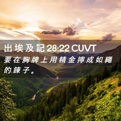 Picture 02 - 出 埃 及 記 28:22 CUVT - 要 在 胸 牌 上 用 精 金 擰 成 如 繩 - Bible Verse Picture
