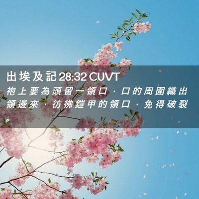 Picture 02 - 出 埃 及 記 28:32 CUVT - 袍 上 要 為 頭 留 一 領 口 ， 口 的 - Bible Verse Picture