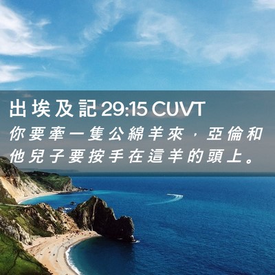Picture 02 - 出 埃 及 記 29:15 CUVT - 你 要 牽 一 隻 公 綿 羊 來 ， 亞 倫 - Bible Verse Picture