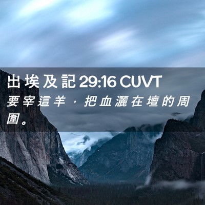 Picture 02 - 出 埃 及 記 29:16 CUVT - 要 宰 這 羊 ， 把 血 灑 在 壇 的 周 - Bible Verse Picture