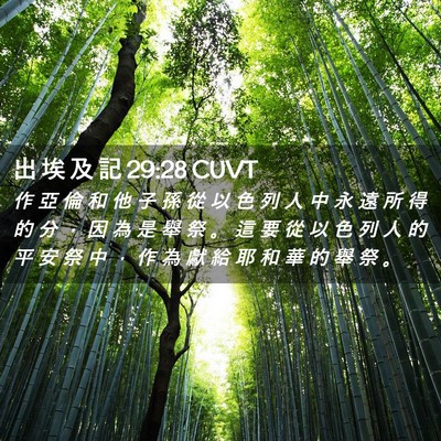 Picture 02 - 出 埃 及 記 29:28 CUVT - 作 亞 倫 和 他 子 孫 從 以 色 列 人 - Bible Verse Picture