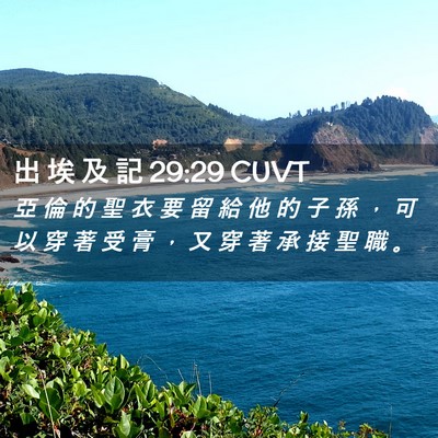 Picture 02 - 出 埃 及 記 29:29 CUVT - 亞 倫 的 聖 衣 要 留 給 他 的 子 孫 - Bible Verse Picture