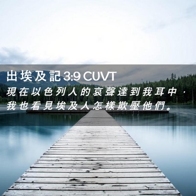 Picture 02 - 出 埃 及 記 3:9 CUVT - 現 在 以 色 列 人 的 哀 聲 達 到 我 - Bible Verse Picture