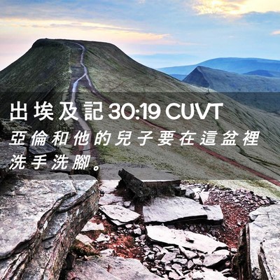 Picture 02 - 出 埃 及 記 30:19 CUVT - 亞 倫 和 他 的 兒 子 要 在 這 盆 裡 - Bible Verse Picture