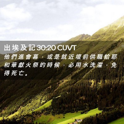 Picture 02 - 出 埃 及 記 30:20 CUVT - 他 們 進 會 幕 ， 或 是 就 近 壇 前 - Bible Verse Picture