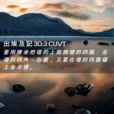 Picture 02 - 出 埃 及 記 30:3 CUVT - 要 用 精 金 把 壇 的 上 面 與 壇 的 - Bible Verse Picture