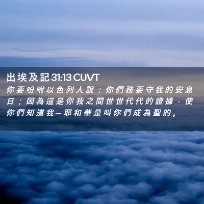 Picture 02 - 出 埃 及 記 31:13 CUVT - 你 要 吩 咐 以 色 列 人 說 ： 你 們 - Bible Verse Picture