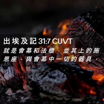 Picture 02 - 出 埃 及 記 31:7 CUVT - 就 是 會 幕 和 法 櫃 ， 並 其 上 的 - Bible Verse Picture