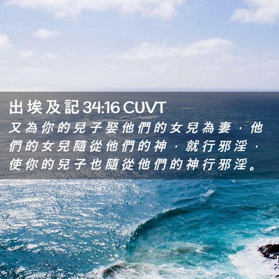Picture 02 - 出 埃 及 記 34:16 CUVT - 又 為 你 的 兒 子 娶 他 們 的 女 兒 - Bible Verse Picture