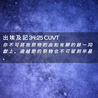 Picture 02 - 出 埃 及 記 34:25 CUVT - 你 不 可 將 我 祭 物 的 血 和 有 酵 - Bible Verse Picture