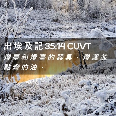 Picture 02 - 出 埃 及 記 35:14 CUVT - 燈 臺 和 燈 臺 的 器 具 ， 燈 盞 並 - Bible Verse Picture