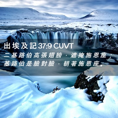 Picture 02 - 出 埃 及 記 37:9 CUVT - 二 基 路 伯 高 張 翅 膀 ， 遮 掩 施 - Bible Verse Picture