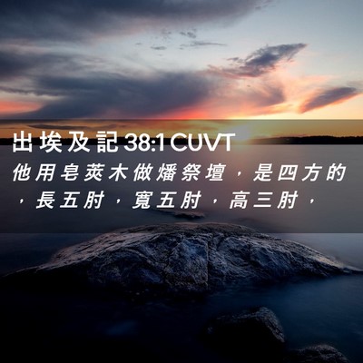 Picture 02 - 出 埃 及 記 38:1 CUVT - 他 用 皂 莢 木 做 燔 祭 壇 ， 是 四 - Bible Verse Picture