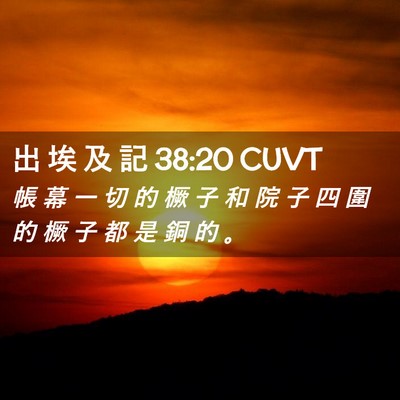 Picture 02 - 出 埃 及 記 38:20 CUVT - 帳 幕 一 切 的 橛 子 和 院 子 四 圍 - Bible Verse Picture