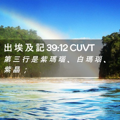 Picture 02 - 出 埃 及 記 39:12 CUVT - 第 三 行 是 紫 瑪 瑙 、 白 瑪 瑙 、 - Bible Verse Picture