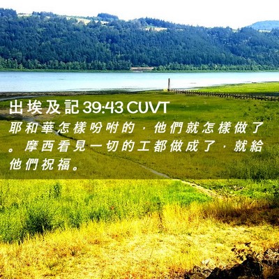Picture 02 - 出 埃 及 記 39:43 CUVT - 耶 和 華 怎 樣 吩 咐 的 ， 他 們 就 - Bible Verse Picture