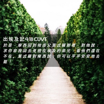 Picture 02 - 出 埃 及 記 4:18 CUVT - 於 是 ， 摩 西 回 到 他 岳 父 葉 忒 - Bible Verse Picture