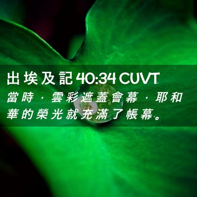 Picture 02 - 出 埃 及 記 40:34 CUVT - 當 時 ， 雲 彩 遮 蓋 會 幕 ， 耶 和 - Bible Verse Picture