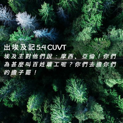 Picture 02 - 出 埃 及 記 5:4 CUVT - 埃 及 王 對 他 們 說 ： 摩 西 、 亞 - Bible Verse Picture