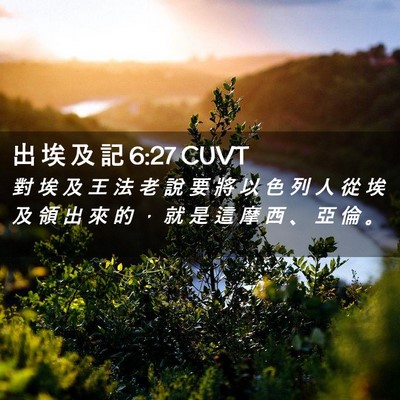 Picture 02 - 出 埃 及 記 6:27 CUVT - 對 埃 及 王 法 老 說 要 將 以 色 列 - Bible Verse Picture
