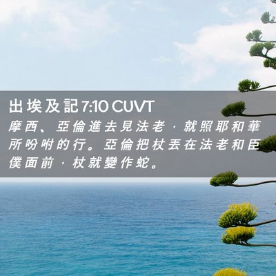 Picture 02 - 出 埃 及 記 7:10 CUVT - 摩 西 、 亞 倫 進 去 見 法 老 ， 就 - Bible Verse Picture