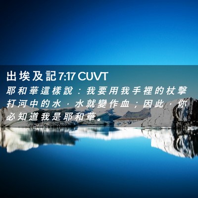 Picture 02 - 出 埃 及 記 7:17 CUVT - 耶 和 華 這 樣 說 ： 我 要 用 我 手 - Bible Verse Picture