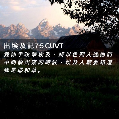 Picture 02 - 出 埃 及 記 7:5 CUVT - 我 伸 手 攻 擊 埃 及 ， 將 以 色 列 - Bible Verse Picture
