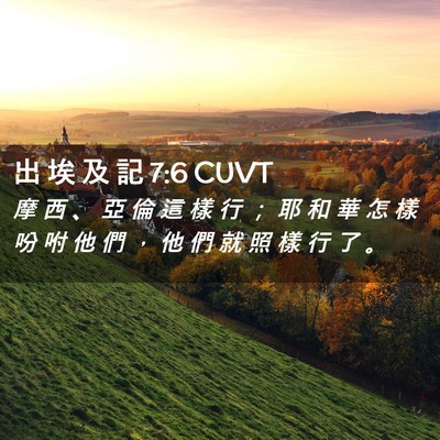Picture 02 - 出 埃 及 記 7:6 CUVT - 摩 西 、 亞 倫 這 樣 行 ； 耶 和 華 - Bible Verse Picture