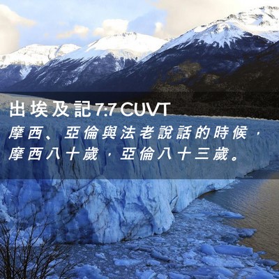 Picture 02 - 出 埃 及 記 7:7 CUVT - 摩 西 、 亞 倫 與 法 老 說 話 的 時 - Bible Verse Picture