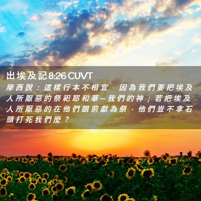 Picture 02 - 出 埃 及 記 8:26 CUVT - 摩 西 說 ： 這 樣 行 本 不 相 宜 ， - Bible Verse Picture