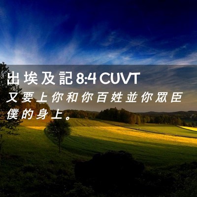 Picture 02 - 出 埃 及 記 8:4 CUVT - 又 要 上 你 和 你 百 姓 並 你 眾 臣 - Bible Verse Picture