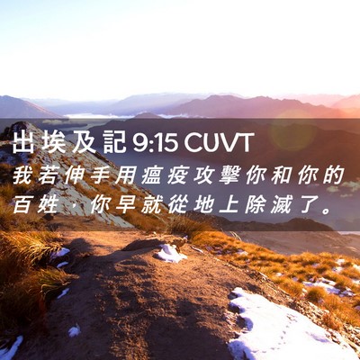 Picture 02 - 出 埃 及 記 9:15 CUVT - 我 若 伸 手 用 瘟 疫 攻 擊 你 和 你 - Bible Verse Picture