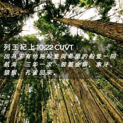 Picture 02 - 列 王 紀 上 10:22 CUVT - 因 為 王 有 他 施 船 隻 與 希 蘭 的 - Bible Verse Picture